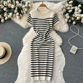Adeline | Stylish Striped Knit Beach Dress-2